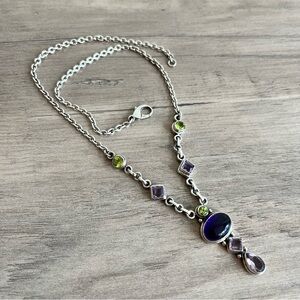 Nicky Butler Sterling Silver Amethyst and Peridot Multi Gemstone Necklace